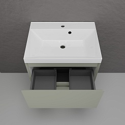 Style Line Тумба с белой раковиной Манхэттен 60 Plus эмаль олива матовая – фотография-7